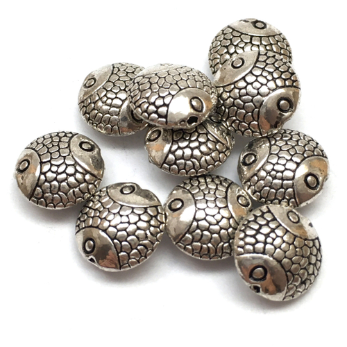 Бусины "Двуглавая рыба" 10х5 мм, под серебро