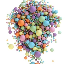 Шарики кранч матовые №088М желт,оранж,голуб,роз,сирен,изумруд 100 гр.