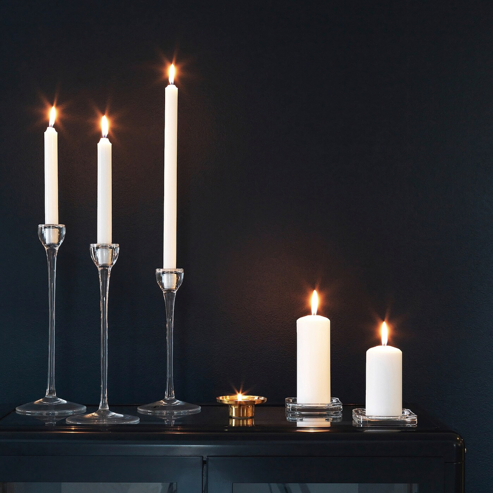 IKEA GLASIG  (ИКЕА ГЛАСИГ)  -  Подсвечник, прозрачное стекло, 10x10 см