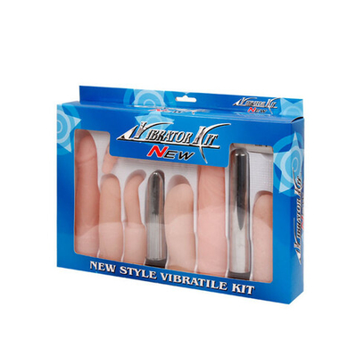 Набор насадок с вибромассажером Vibrator Kit New (Цвет: телесный, металлический)
