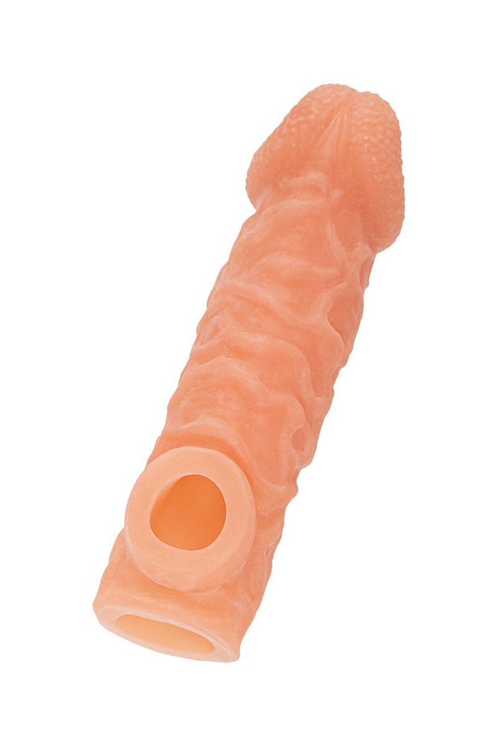 Телесная закрытая насадка с шершавой головкой Cock Sleeve 007 Size M - 15,6 см.