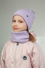 Комплект трикотажный шапка и снуд "Лавандовый"