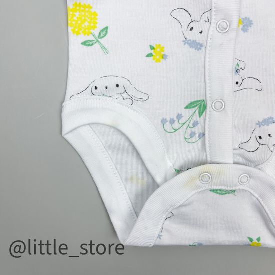 Боди хлопковое "Белые зайчики" на белом