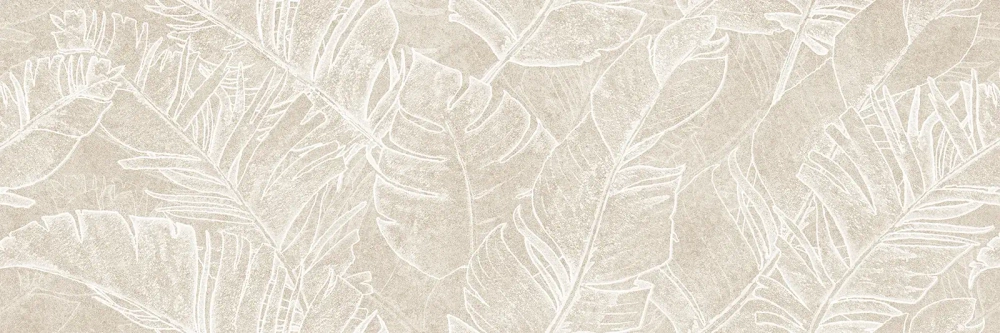 Настенная плитка Alma Ceramica TWU3090GAR14R Garden 30x90 бежевая матовая под камень / с листьями