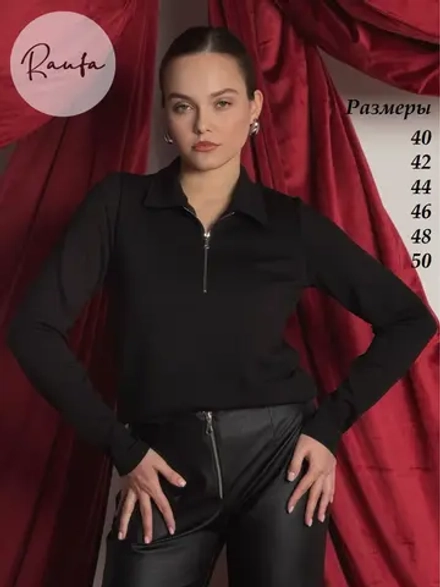 Поло с длинным рукавом на молнии