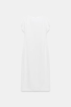 ZARA ПЛАТЬЕ МИДИ ZW COLLECTION, ЖЕЛТОВАТО-БЕЛЫЙ