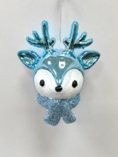 Елочная игрушка "Новогодний олененок" 7*11*20 см, голубой (Серпантин)