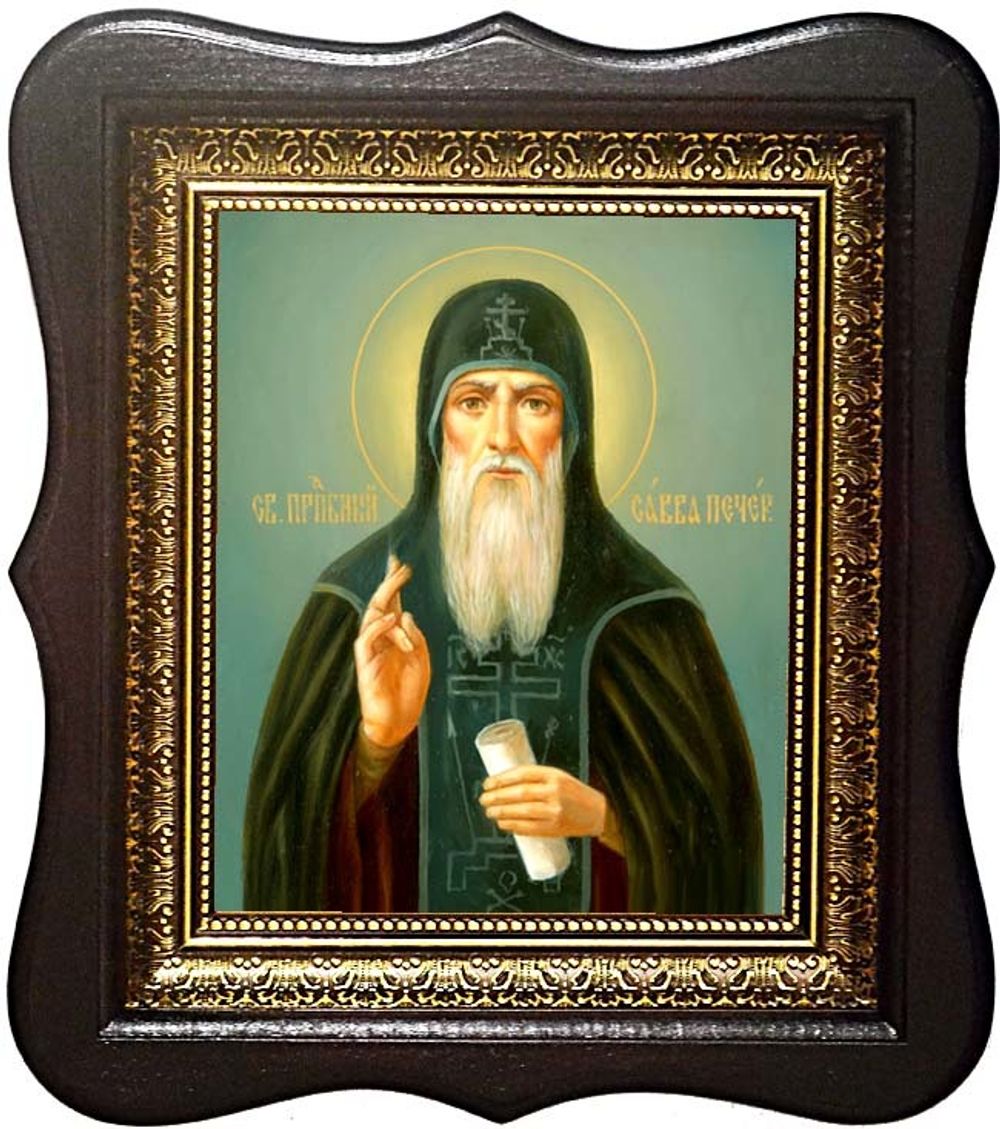 Савва Печерский Преподобный. Икона на холсте.