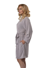 Оригинальный коротенький халатик с поясом (Размер: S) (Цвет: голубой)