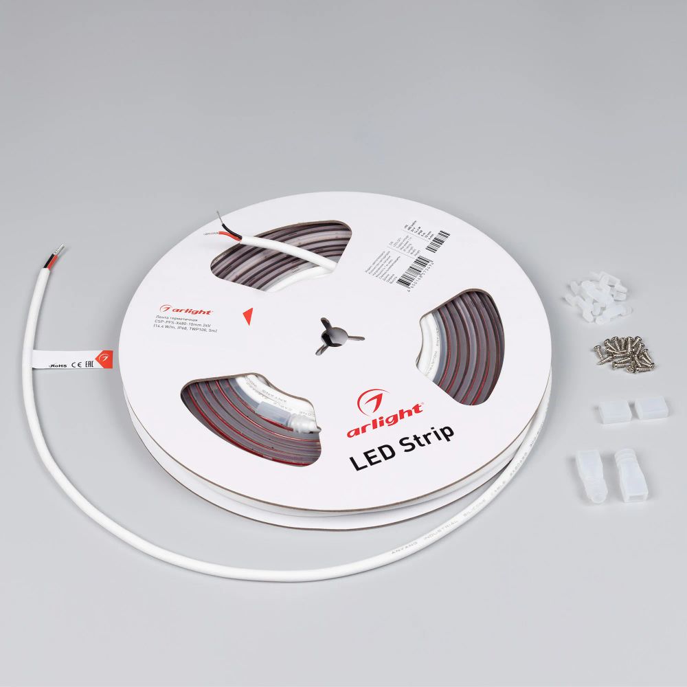 Светодиодная лента герметичная CSP-PFS-X480-10mm 24V Warm2700 (14.4 W/m, IP68, TWP100, 5m) (Arlight, -) 045045