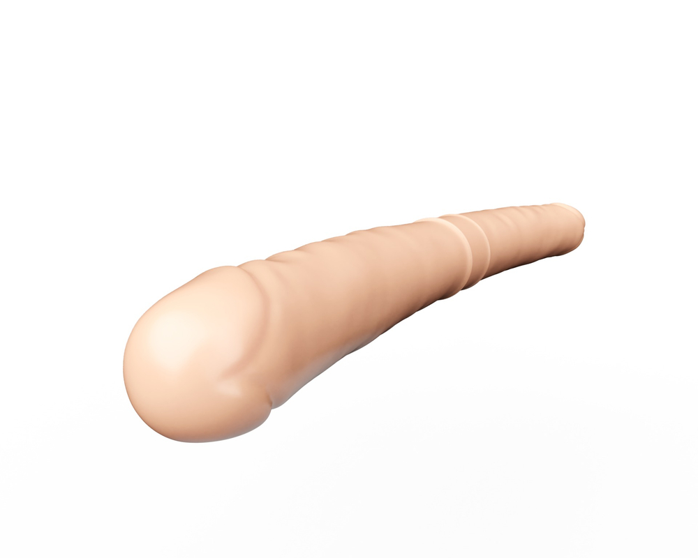 Двусторонний телесный фаллоимитатор с венками - 44 см.