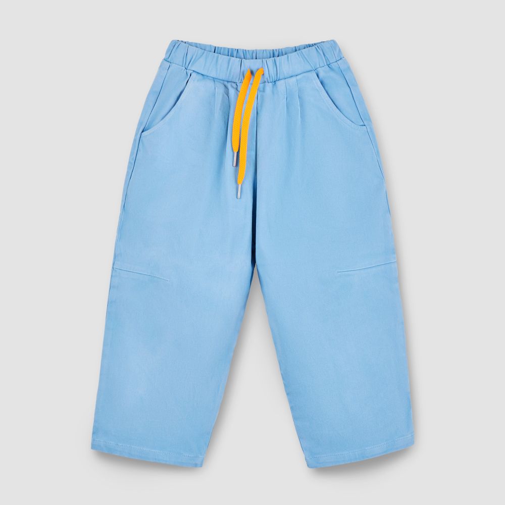 Широкие брюки из вареного денима серо-голубого цвета