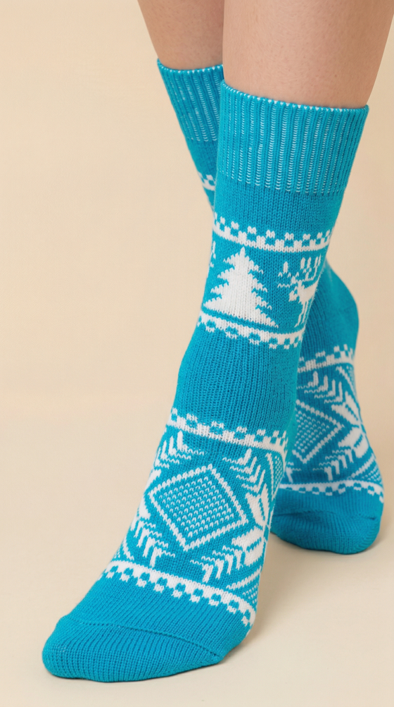 Теплые шерстяные носки Н212-20 бирюзовый