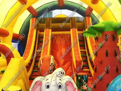 Надувной батут "Страна Сафария" с крышей и высокими горками 13*7*6 м