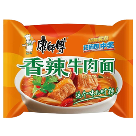 Лапша Kangshifu в пачке со вкусом пряной острой говядины, 104г.