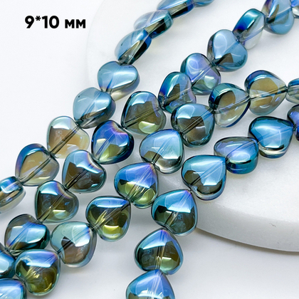 Бусина стекло Сердце, размер 9,5*10,3 мм, цена за набор 10 шт