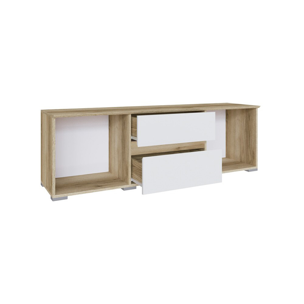 Тумба под телевизор Плейона, Дуб Делано, Белый