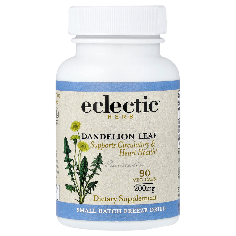 Eclectic Herb, листья одуванчика, 200 мг, 90 капсул VegCaps