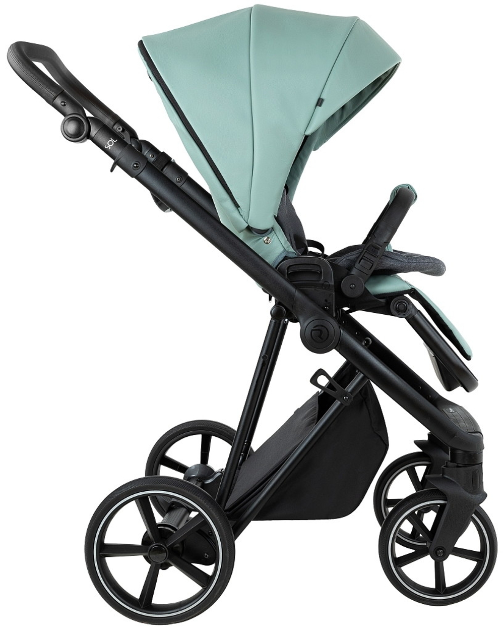 Детская коляска Roan Sol Vintage Leather 2.0 2 в 1 SL/13/L Misti Mint/Grey/руч. Серый