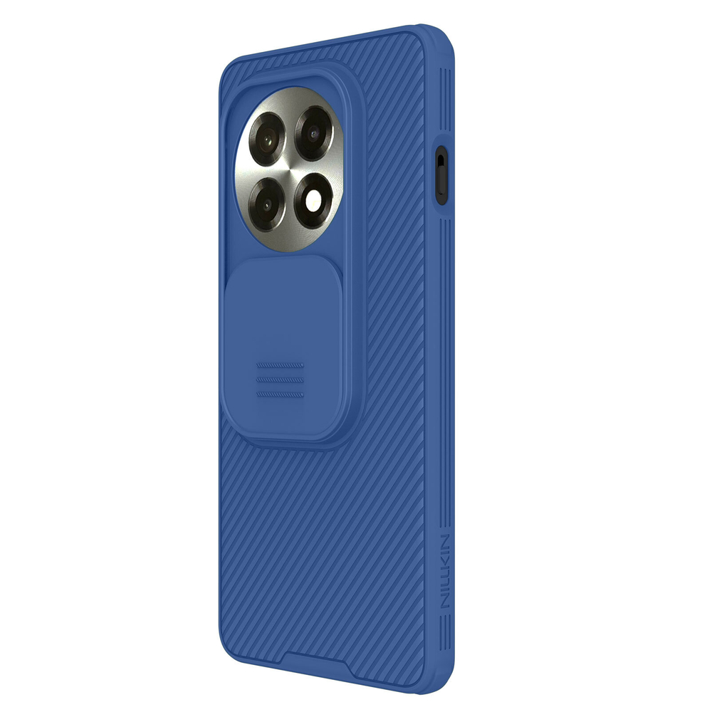 Чехол синего цвета с защитной шторкой для камеры от Nillkin на OnePlus 13R, OnePlus Ace 5 и 5 Pro, серия CamShield Pro Case