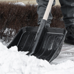 Лопата для уборки снега, полипропилен, 405х410х1470 мм, деревянный черенок