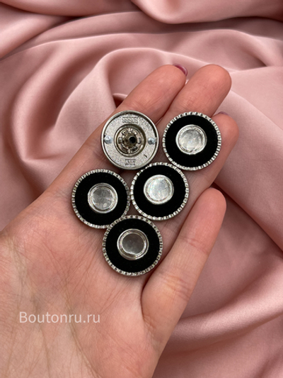 Шляпка под установочные кнопки серебристая с черным бархатом