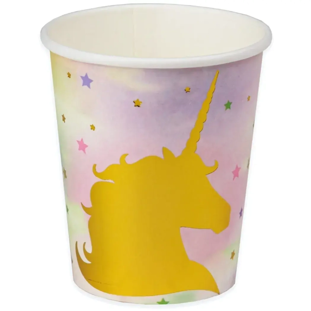 Набор бумажных стаканов «Единорог» с золотым тиснением, 250 мл,6 шт, еврослот