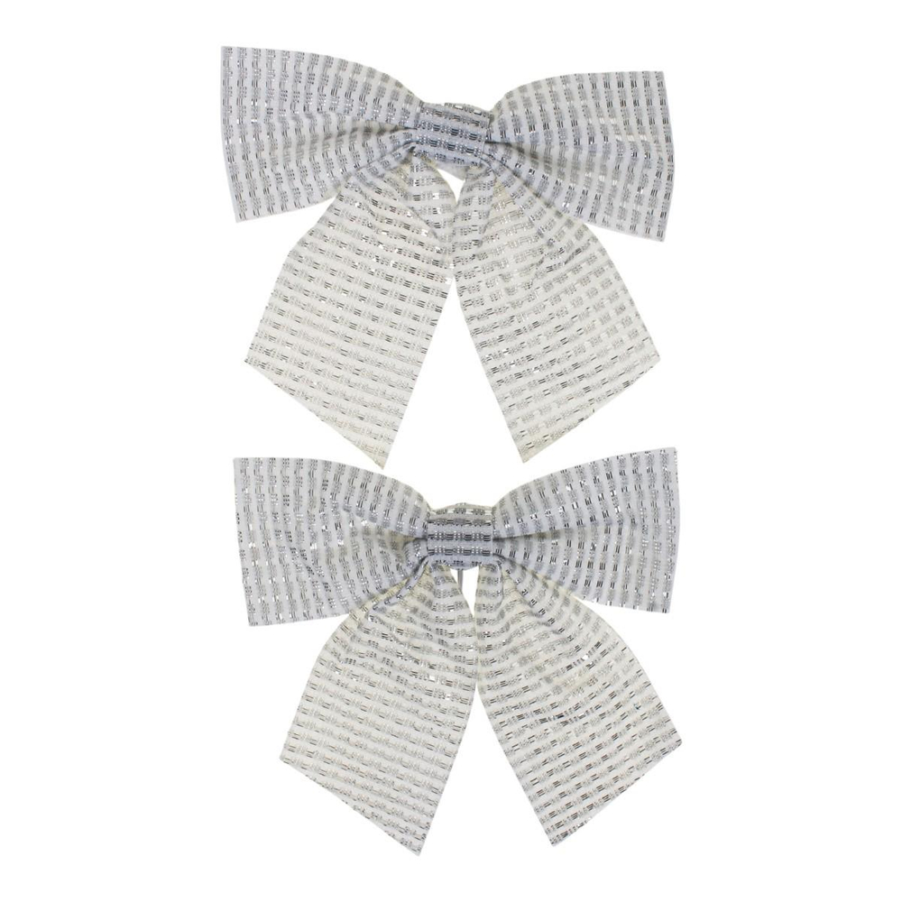 Бант на ёлку "Волшебство" 15*15см. (набор 2 шт.) Серебро (Серпантин)