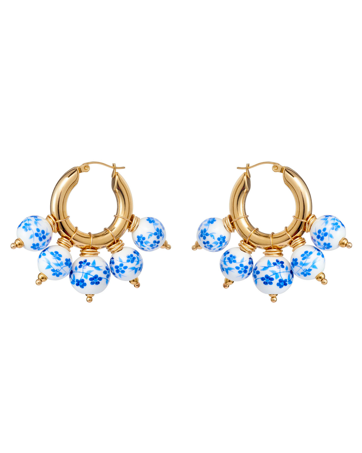 Серьги-кольца, расписная керамика