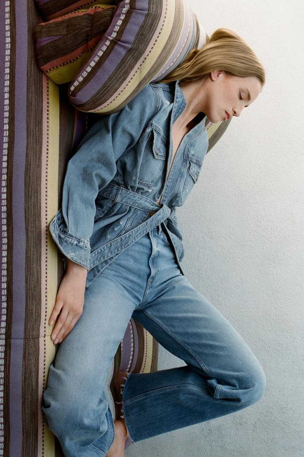 ZARA ДЖИНСЫ С ВЫСОКОЙ ПОСАДКОЙ TRF WIDE LEG, ИНДИГО