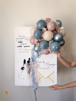 Открытка с шарами Свадебная пара
