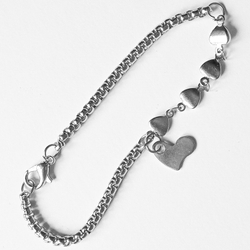 Браслет стальной "Сердце" на руку, длина 20см. Stainless Steel (нержавеющая сталь).