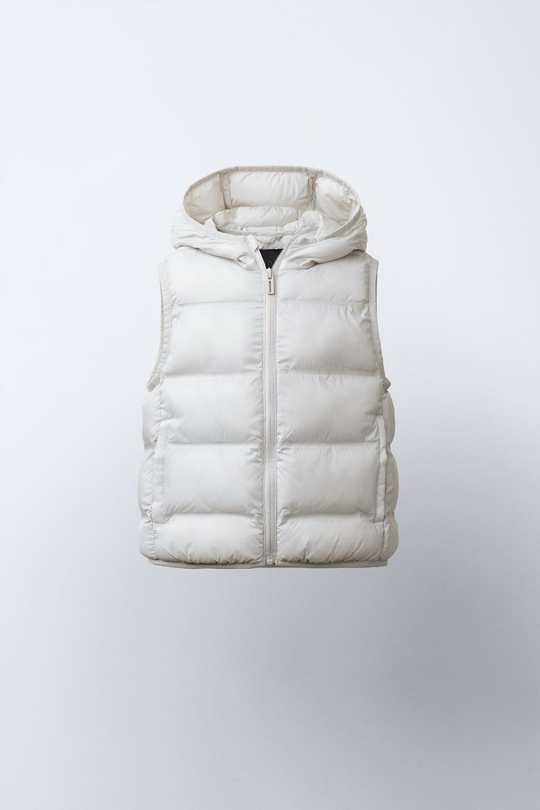 ZARA УЛЬТРАЛЕГКИЙ ЖИЛЕТ WATER REPELLENT, ЦВЕТ ЛЬДА