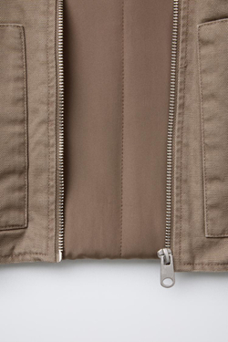 ZARA ЖИЛЕТ ИЗ ТВИЛА С НАШИВКОЙ, БЕЖЕВЫЙ