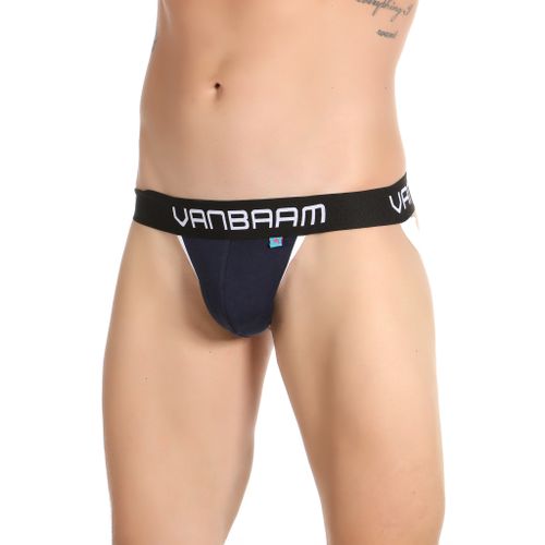 Мужские трусы джоки темно-синие с белой окантовкой Van Baam