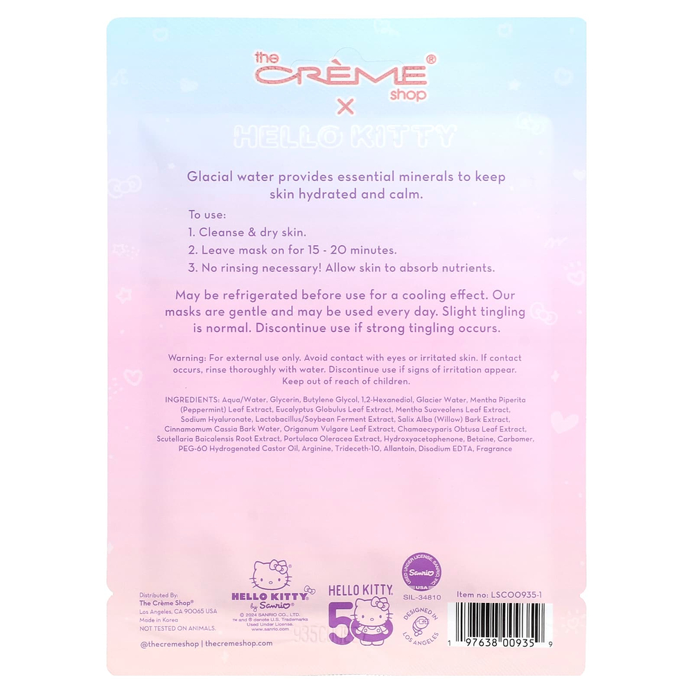 The Creme Shop, Hello Kitty®, тканевая маска с эссенцией для лица, выглядит очень здорово, 1 шт., 25 мл (0,84 жидк. унции)