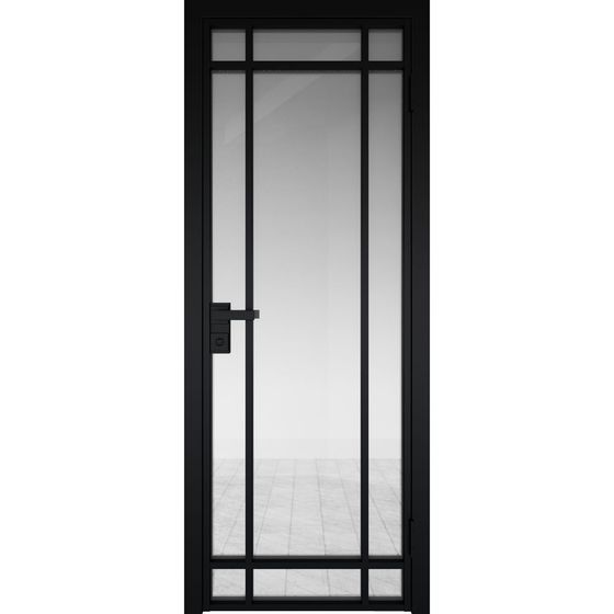 Алюминиевая дверь 5AG чёрная матовая RAL9005 остеклённая