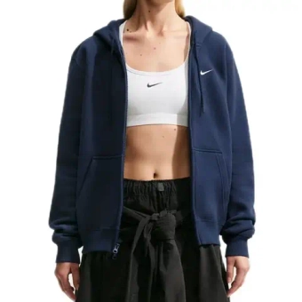 Женская Кофта теннисная Nike Studio Fleece Medium Weight Full Zip - midnight navy/sail