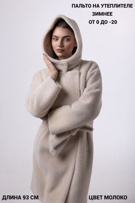 Пальто с капюшоном утепленное