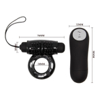 Чёрное эрекционное кольцо с виброэлементом и пультом ДУ
