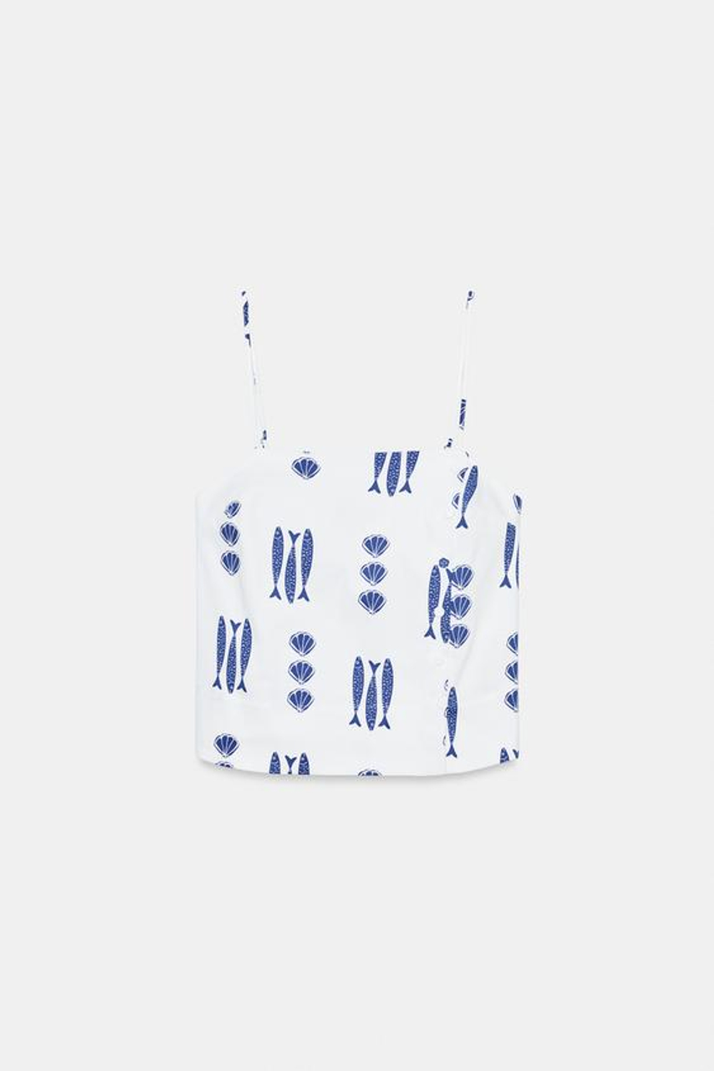ZARA ТОП С ПРИНТОМ И ПУГОВИЦАМИ, РАЗНОЦВЕТНЫЙ