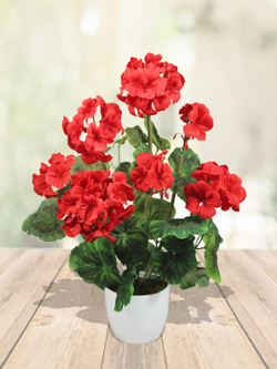 Искусственная Герань красная 30см в кашпо