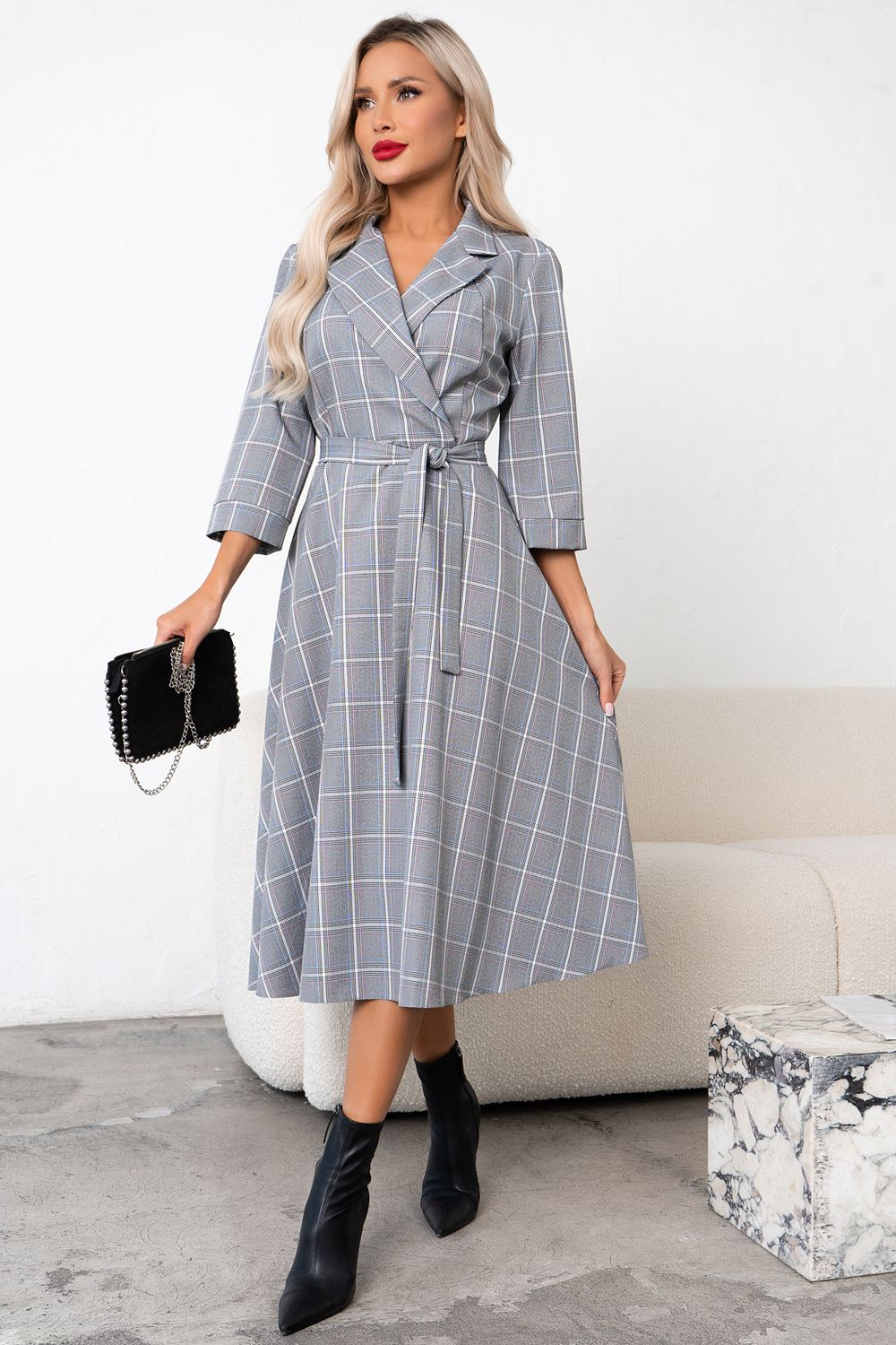 Платье в клетку (серый) Р11-1225/3 Nikol