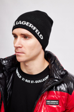 Шапка муж. Lagerfeld 512327 черная, белое лого