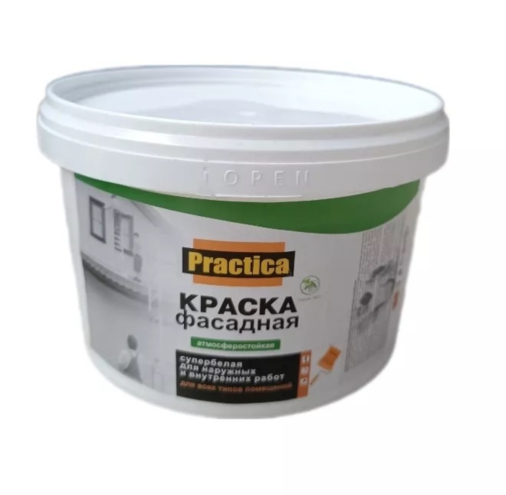 Краска фасадная 6,0кг супербелая Практика