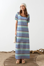 51573 Платье женское (бирюзовый мультиколор)