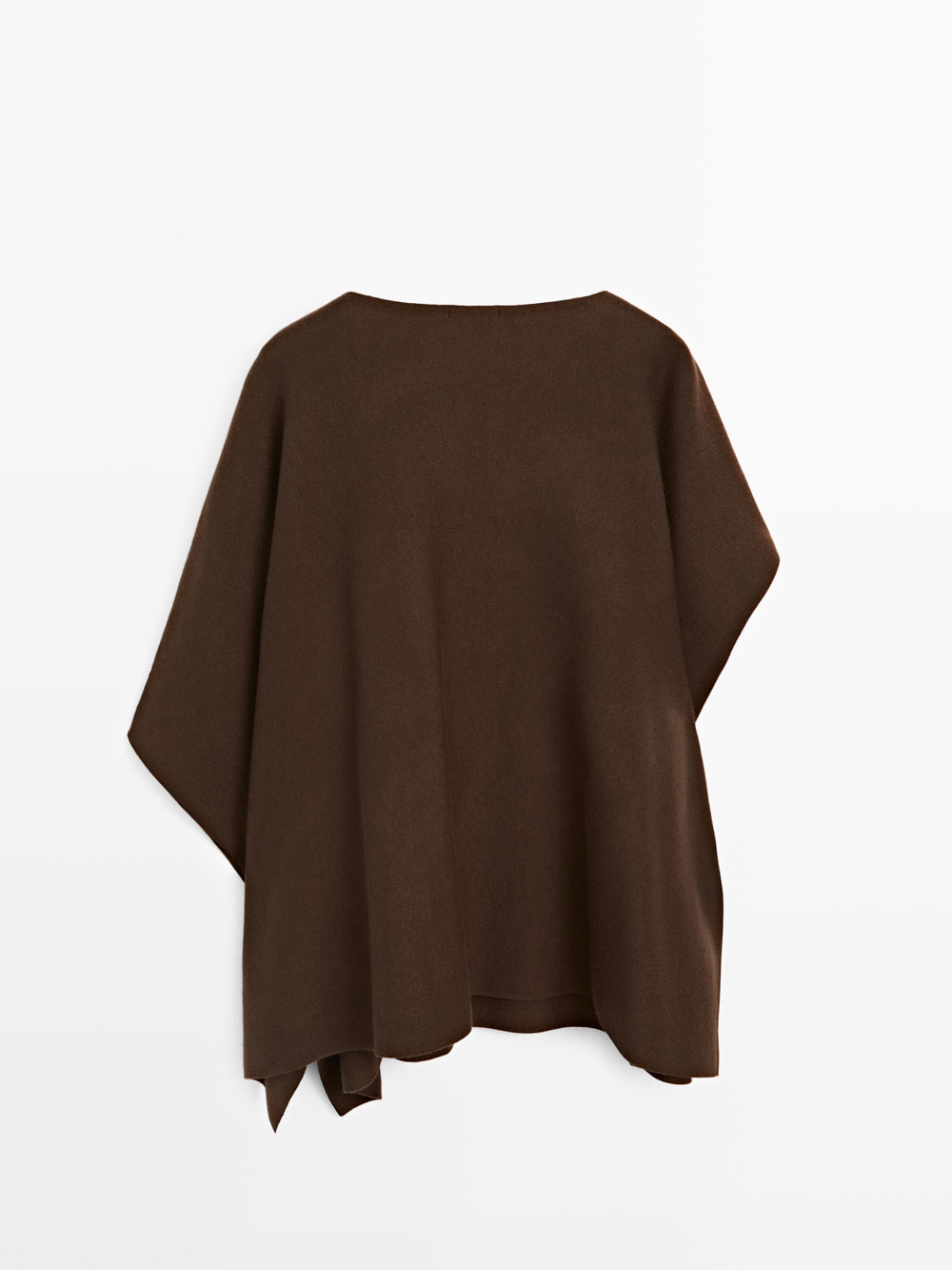 Massimo Dutti Вязаная накидка с брошью, коричневый