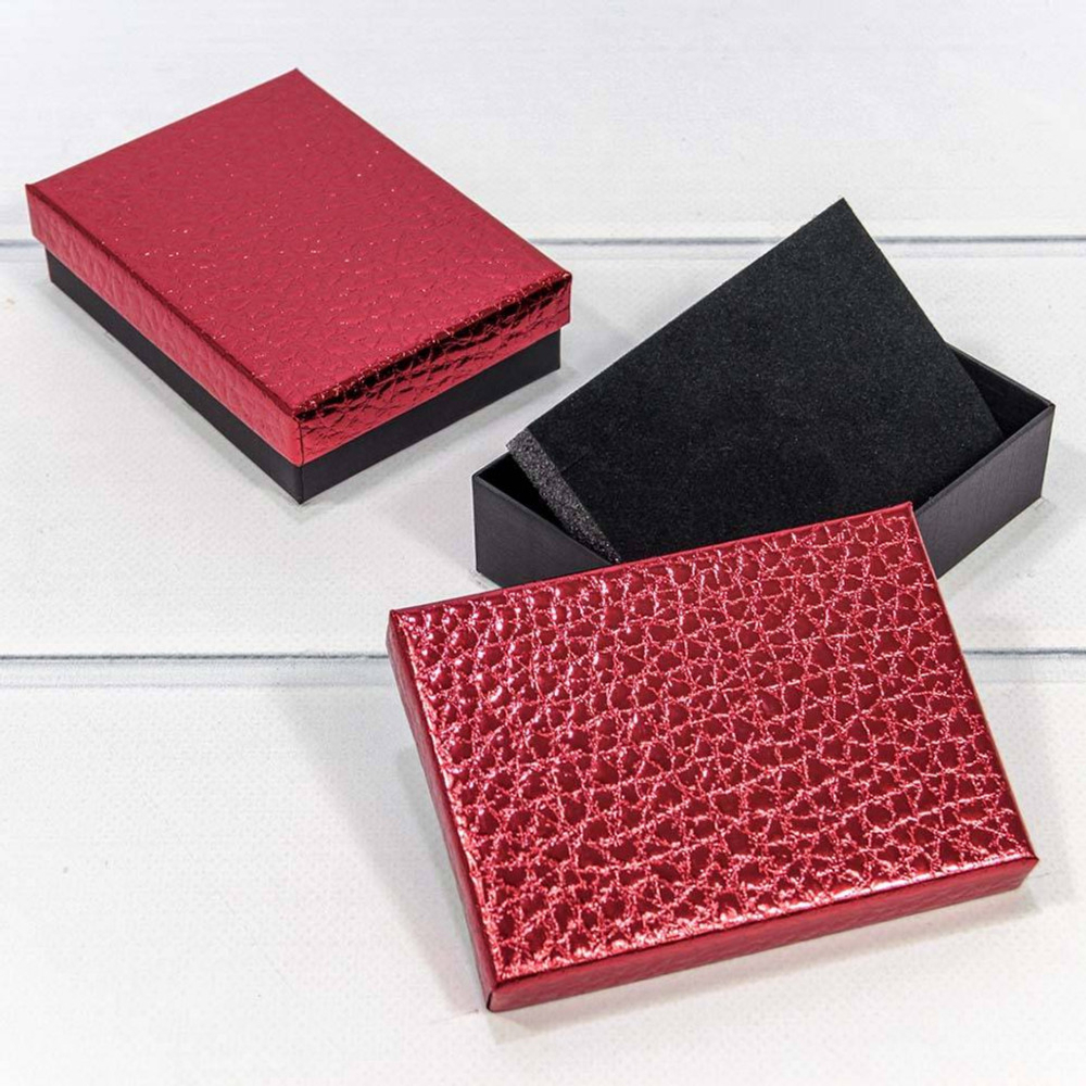 Коробка Ювелирная 11х8х3 см Набор 2 шт "Кожа крокодила" (Красный)
