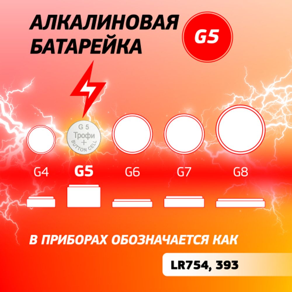 Батарейки Трофи G5 LR754, LR48 ENERGY POWER Button Cell