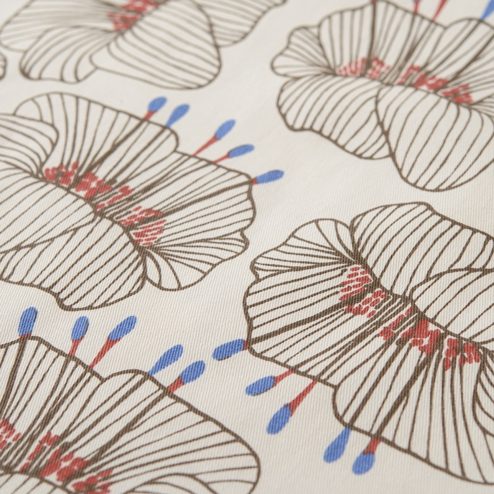 Дорожка на стол из хлопка молочного цвета с принтом Цветы из коллекции prairie, 45х150 см